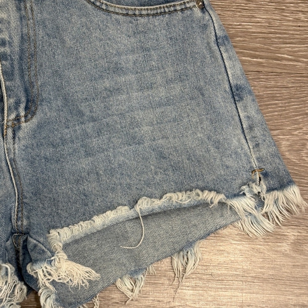 Alexander Wang Light Blue Distressed High-Waist Denim Shorts - Picture 8 of 16